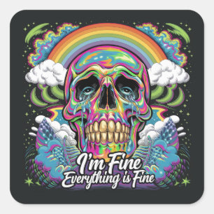 Regenboog Alles is een fijne schedel Vierkante Sticker