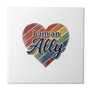Regenboog Ally Heart Vector T-shirt Ontwerp_1 Tegeltje