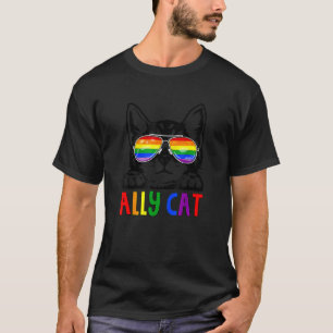 Regenboog Allys Kat Lgbt Gay Pride Vlag Hart Manne T-shirt