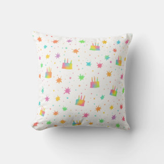 Regenboog Aquarel Verjaardagstaart Kleurrijke Verf Kussen
