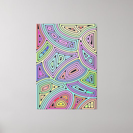 Regenboog asymmetrische abstracte vormen 2 canvas afdruk (Voorkant)