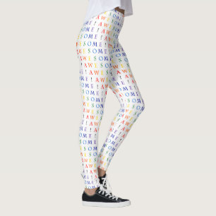 Regenboog Awesome Typografie Patroon Leggings