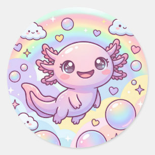 Regenboog Axolotl Dromen Ronde Sticker