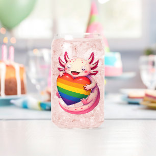 Regenboog Axolotl Hart Pride Amfibie Blikvorm Glas