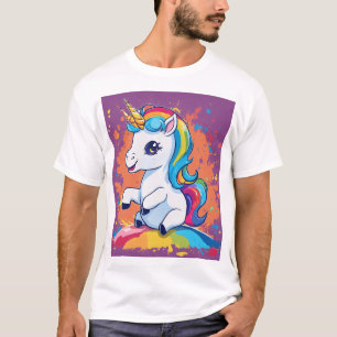 Regenboog Baby Eenhoorn Spat Kunst. T-shirt