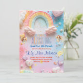 Regenboog Baby Meisje Douche Kaart (Staand voorkant)