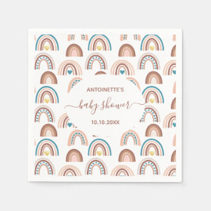 Regenboog Baby shower Boho Blush Roze Blauw Servet
