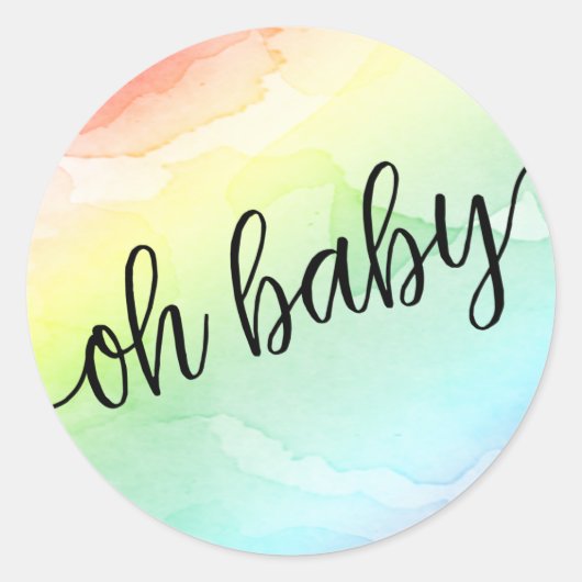 Regenboog Baby shower Oh BabyEnvelope Seal Favor T Ronde Sticker (Voorkant)
