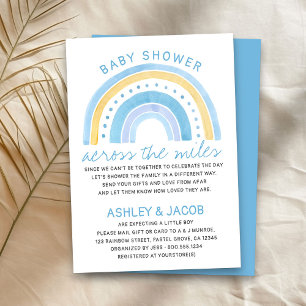 Regenboog Baby Shower Over de Afstand Jongens Blau Kaart