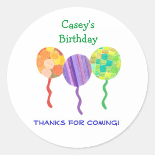 Regenboog ballon verjaardagsgunst label