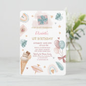 Regenboog, ballonnen, ijsscheuren, gestripte vogel kaart (Staand voorkant)