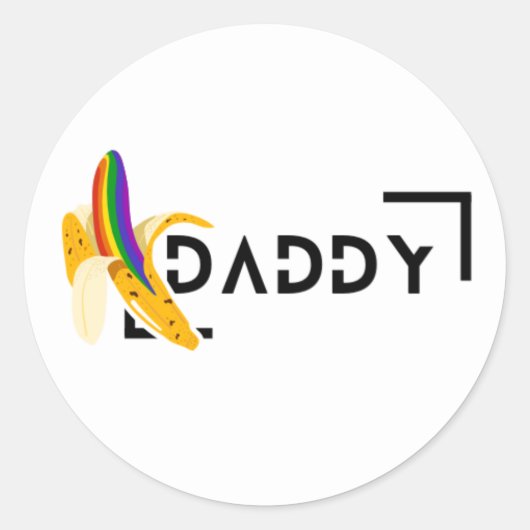 Regenboog Banaan - Papa - Gay Pride Ronde Sticker (Voorkant)