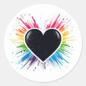 Regenboog Barst Hart Ronde Sticker (Voorkant)