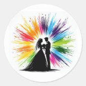 Regenboog Barst Koppel Ronde Sticker (Voorkant)
