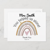 Regenboog bedank je leraar cadeau briefkaart (Voorkant / Achterkant)