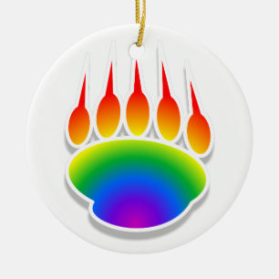Regenboog Beer Klauwafdruk Keramisch Ornament