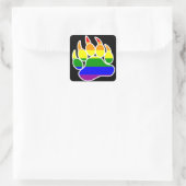 Regenboog Berenpoot Vierkant - Sticker (Tas)