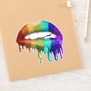 Regenboog Bijtende Lippen Gay Pride Sticker