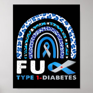 Regenboog Blauw Grijs Lint FCK Type 1 Diabetes Awa Poster