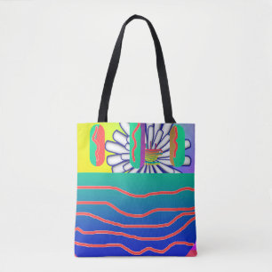 Regenboog Blauwe Bloemen Draagtas