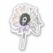 Regenboog Bloem Funky Kunst Sticker (Voorkant)