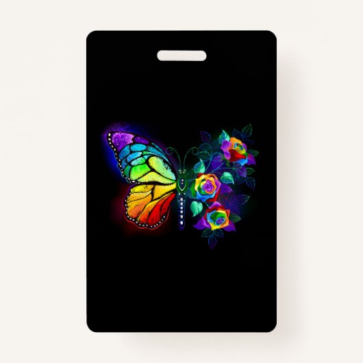 Regenboog bloem vlinder badge (Voorkant)