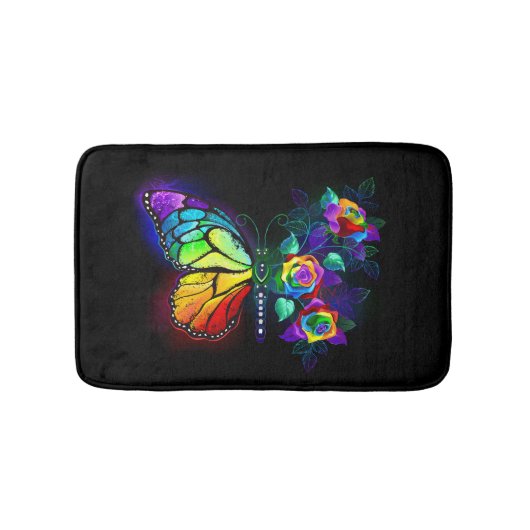 Regenboog bloem vlinder badmat (Voorkant)
