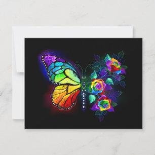 Regenboog bloem vlinder bedankkaart