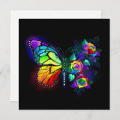 Regenboog bloem vlinder bedankkaart (Voorkant / Achterkant)