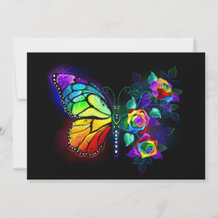Regenboog bloem vlinder bedankkaart
