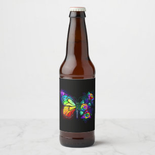 Regenboog bloem vlinder bier etiket