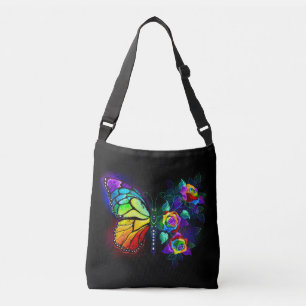 Regenboog bloem vlinder crossbody tas