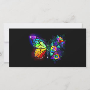 Regenboog bloem vlinder feestdagenkaart