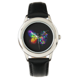 Regenboog bloem vlinder horloge