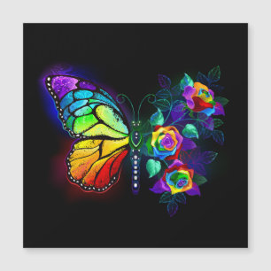 Regenboog bloem vlinder magnetische uitnodiging