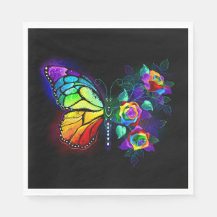 Regenboog bloem vlinder servet