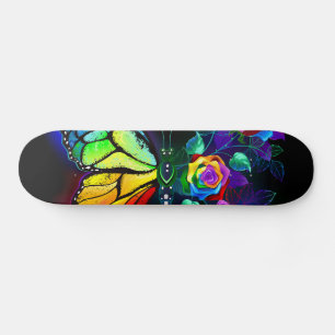 Regenboog bloem vlinder skateboard