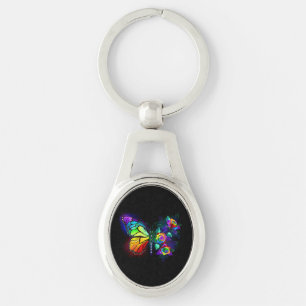 Regenboog bloem vlinder sleutelhanger