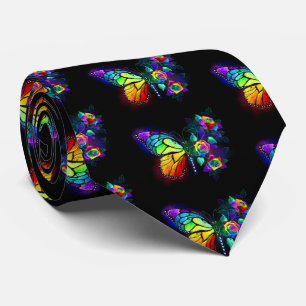 Regenboog bloem vlinder stropdas