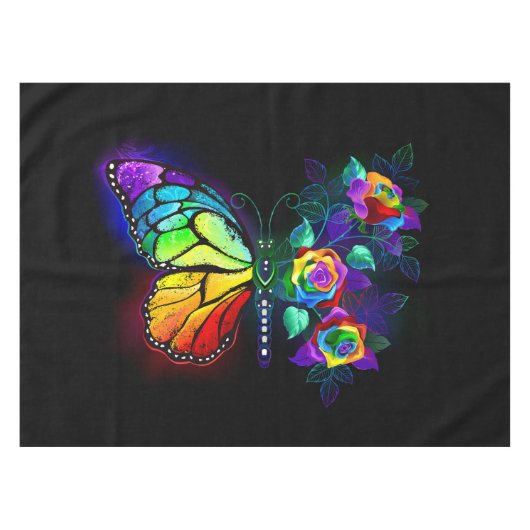 Regenboog bloem vlinder tafelkleed (Voorkant (Horizontaal))