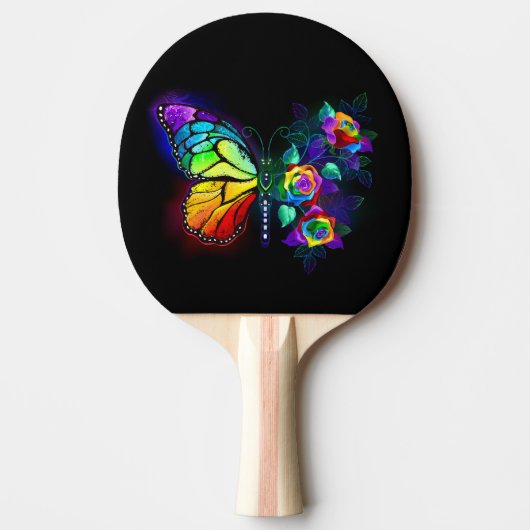 Regenboog bloem vlinder tafeltennisbatje (Voorkant)