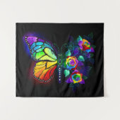 Regenboog bloem vlinder wandkleed (Voorkant (horizontaal))