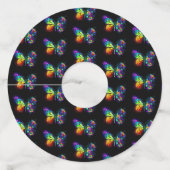 Regenboog bloem vlinder wijnglaslabel (Achterkant)