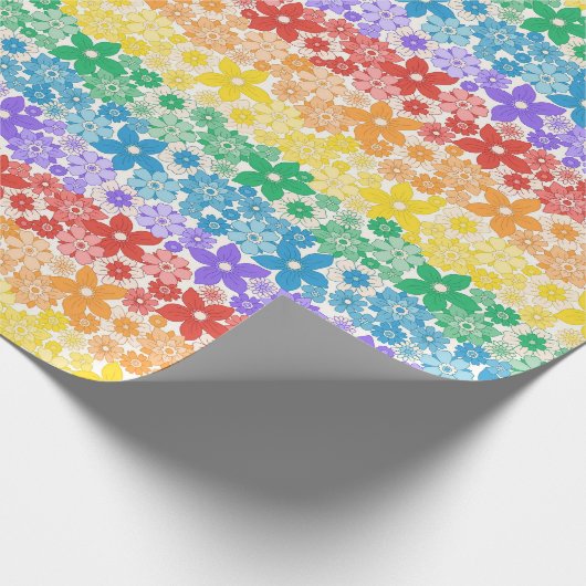 Regenboog Bloemen Kleurrijk Pride Patroon Cadeaupapier (Hoek)
