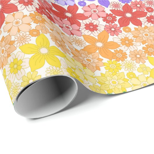 Regenboog Bloemen Kleurrijk Pride Patroon Cadeaupapier (Rol Hoek)