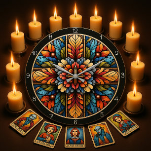 Regenboog Bloemig Gebrandschilderd Kruis Grote Klok