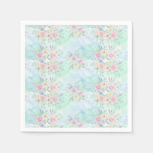 regenboog bloemig pastel waterverf blauw groene ac servet