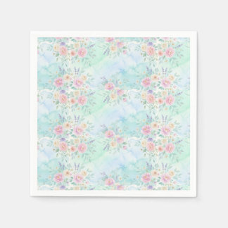 regenboog bloemig pastel waterverf blauw groene ac servet