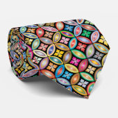 Regenboog Bloemige Geometrische Patroon Stijlvol M Stropdas (Opgerold)
