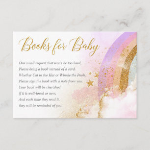 Regenboog boeken voor baby, meisje baby shower informatiekaartje